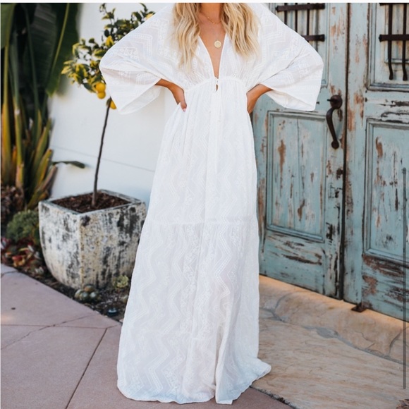 New Vici Olivaceous Boho Festival Goddess White Dress - Picture 2 of 13